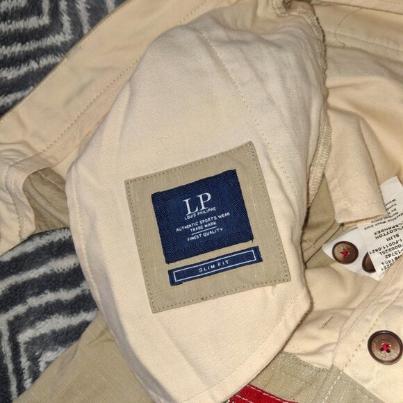 Louis Philippe Authentic Slim Fit Trousers - Light Beige - Men's, Size 32 - Picture 2 of 9